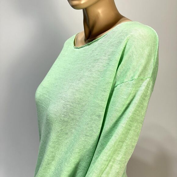 Lilly Pulitzer Alana Sweater 100% Linen Women's Size L Large Green Pullover - Picture 2 of 11